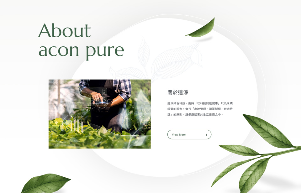 連淨綠色科技 Aconpure 網站設計介面