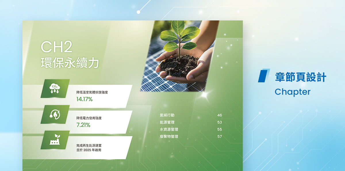 宜特科技 2024 ESG 報告書設計優勢介紹 - 章節頁設計-電腦版