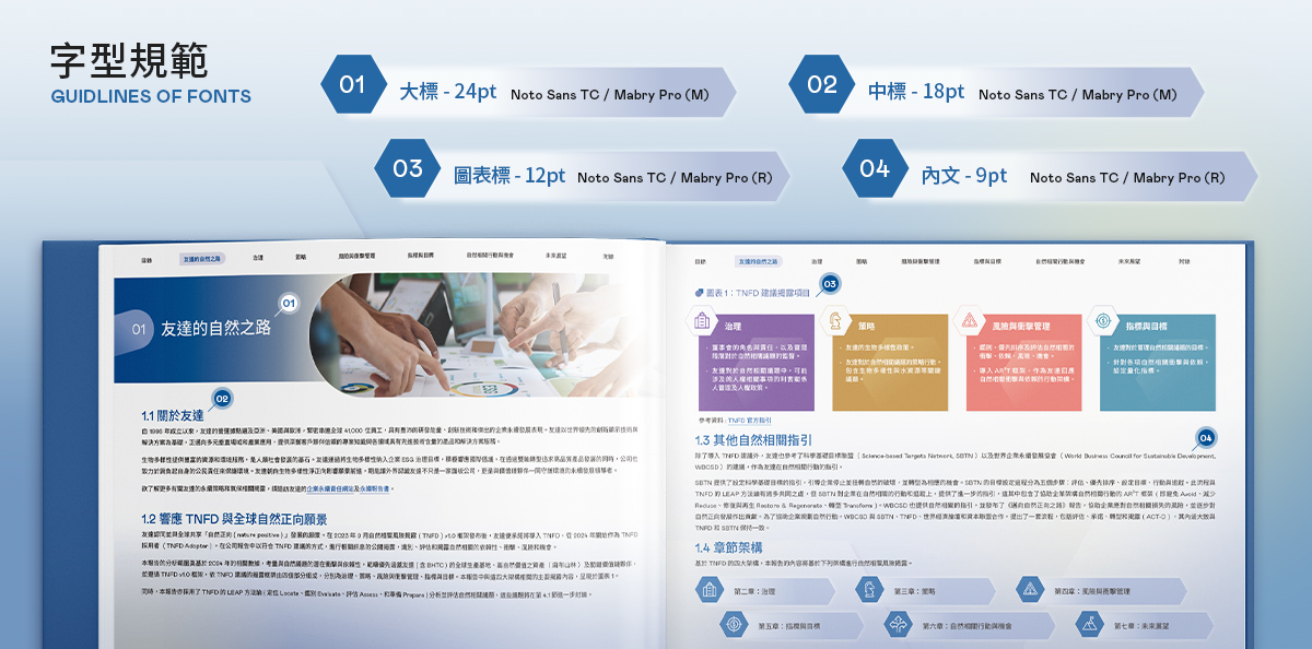 友達光電 2024 TNFD 報告書設計優勢介紹 - 字型規範-電腦版