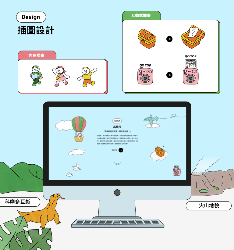 品旅行-設計優勢介紹 插圖設計-手機板