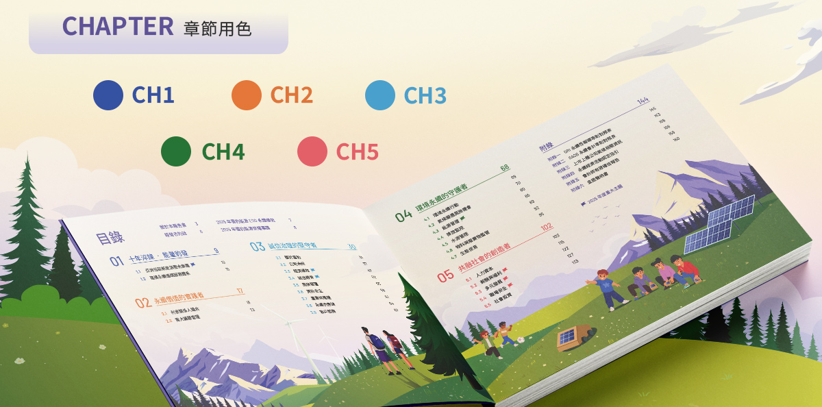 雲豹能源 2025 ESG 報告書設計優勢介紹 - 章節用色-電腦版