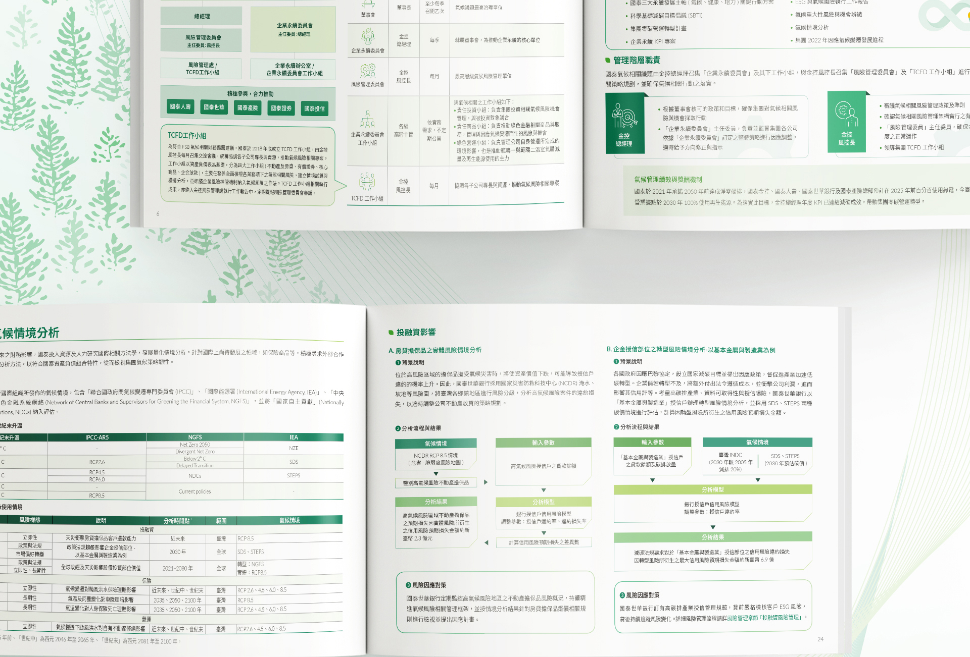 由源做視覺設計的【國泰金控 2021 TCFD 報告書】書冊設計情境圖