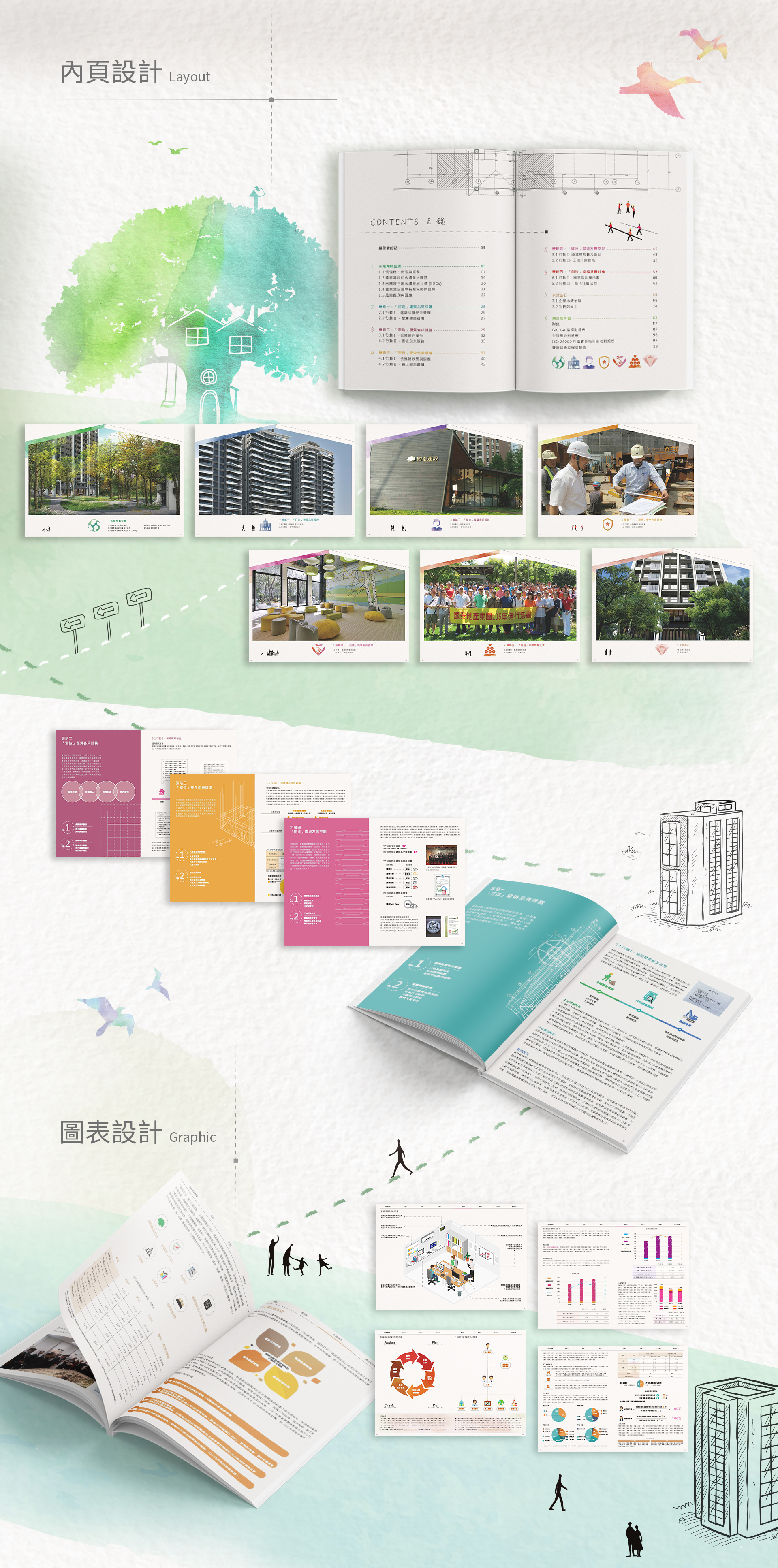 由源做視覺設計的【國泰建設 2016 ESG 報告書】書冊設計情境圖